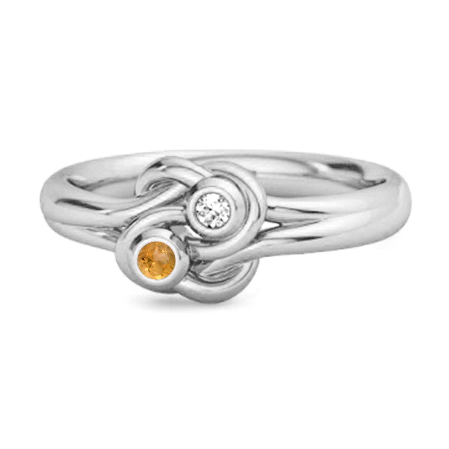 

Citrine Dual Stone Stackable Ring - 925 Sterling Silver 11.5 білий