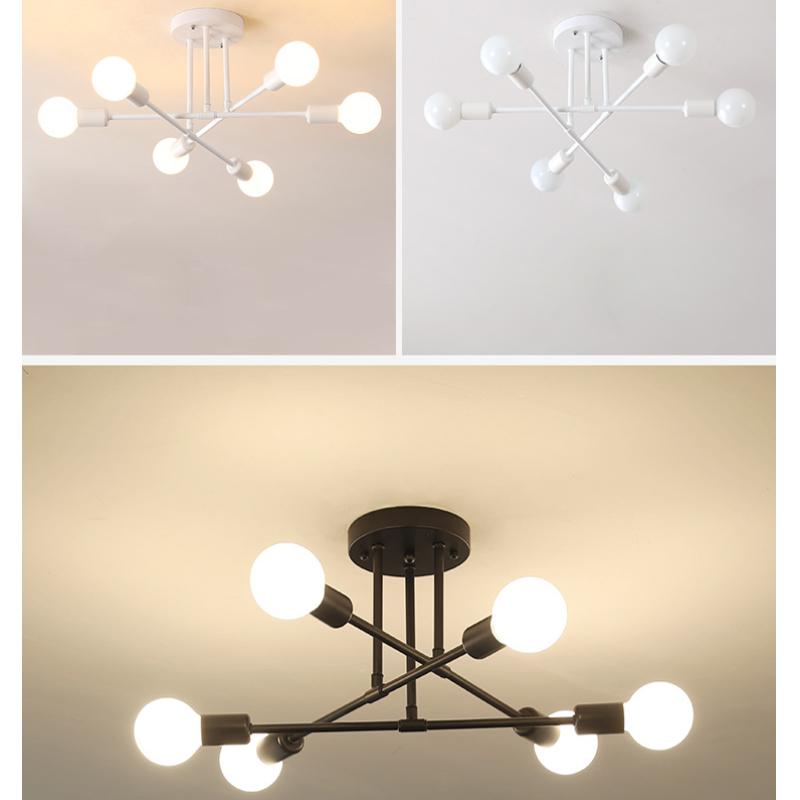 Retro Industrial Wrought Iron Ceiling Chandeliers LED Ceiling Lamp Home Luminaire Modern Living Room Lamps E27 Decoration Lights