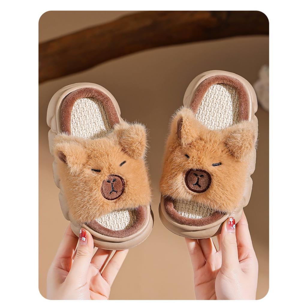 Dětské lněné pantofle jaro a podzim protiskluzové rodič-dítě dětské domácí celoroční bavlněné lněné prodyšné bavlněné pantofle