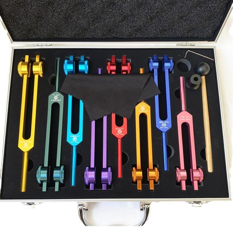 Colorful Aluminum Alloy Tuning Fork Set Resonance Tuning Forks for Healing Music Instrument Percussion Tuning Forks Healing Medical