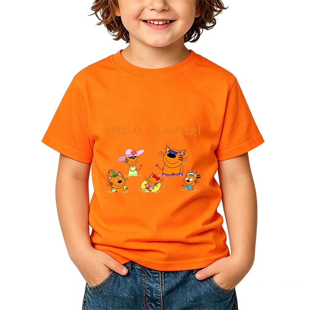 100% Cotton Kid-e-cats Children's T-Shirt Cartoon Print Kids Tees Cute Casual Tops Soft O-Neck Toddler Short Sleeve Summer Wear