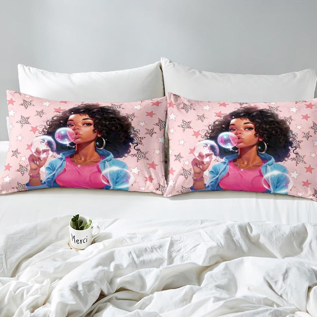 American Nation Cool Girl Personality Pattern Sheet Four-Piece Bedding Set Bedding Set Bedroom Dormitory Bedding