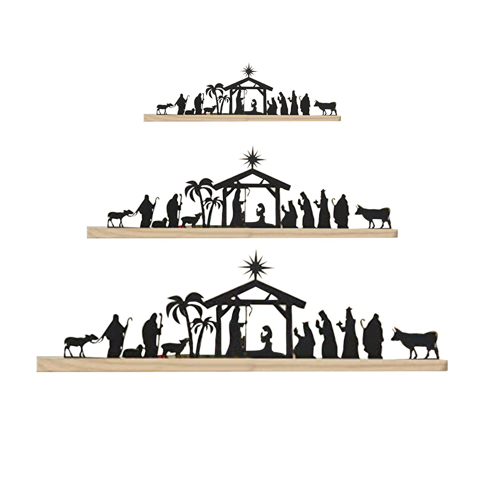 

Metal Christmas Nativity Metal Set Collection for TV Shelf Holidays Garden 16CM