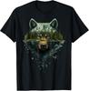 Powerful Wolf Reflection Mountain Wildlife Depth Nature Art T-Shirt