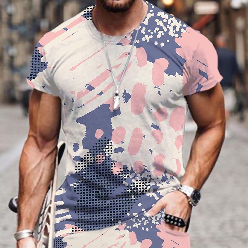 Summer Fashion Men's Abstract Art Graffiti 3D Printed T-shirt Comfortable Soft Breathable Loose Large Casual Sports Versatile Short Sleeve T-shirt