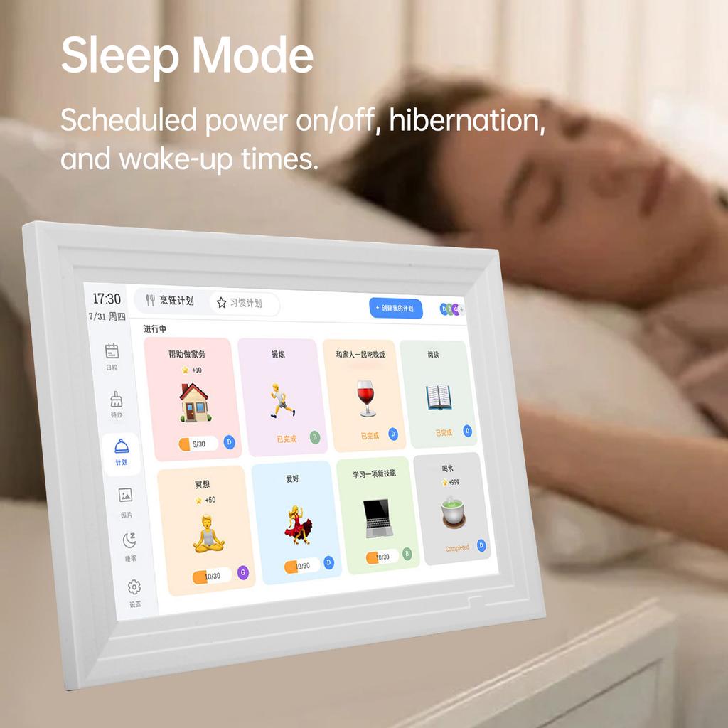 Digital Calendar Planner Chore Chart 10.1inch IPS Full View LCD Screen Interactive Calendar APP Management Wall Desk Mount