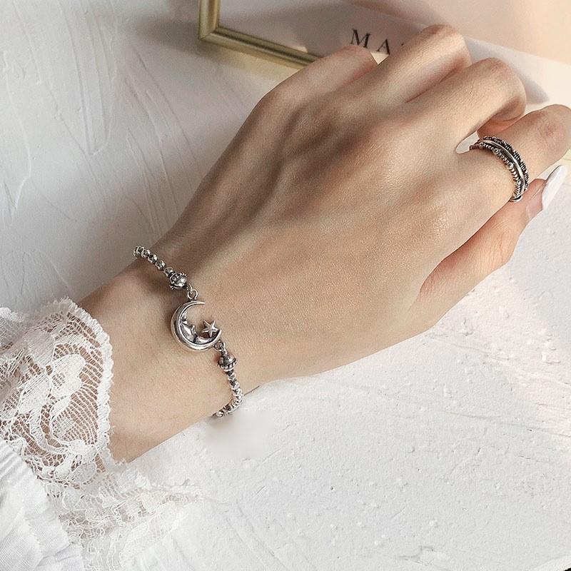Xiaomi BFCLUBE Silver Color Hiphop Thick Moon Bracelet for Women Men Vintage Handmade Hasp Bracelet Birthday Gift