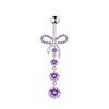 1Pcs Purple Zircon Dangle Belly Button Rings Stainless Steel Heart Butterfly Navel Piercing Long Drop Pendant Belly Ring Jewelry