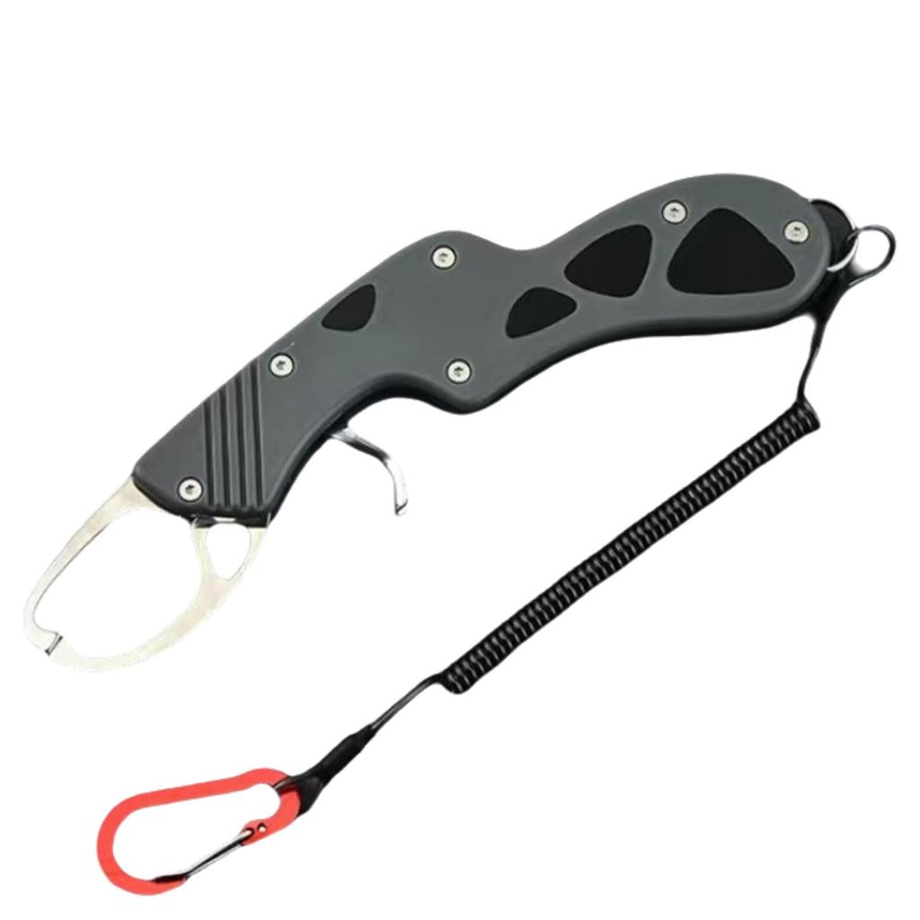 Daiwa Stainless Steel Fish Grip, Lightweight and Compact Design with Carabiner Rope and Spiral Cord to Prevent Loss, Perfect for Bass Fishing,