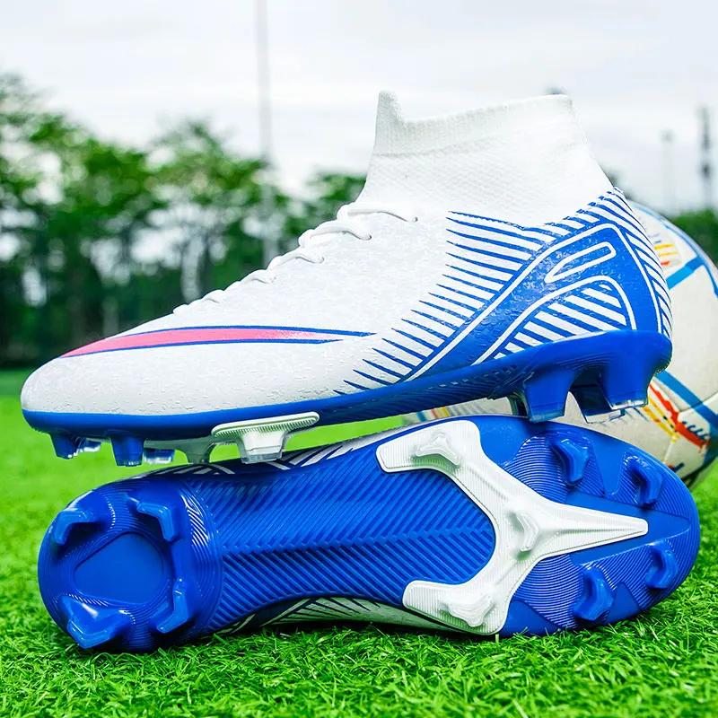 

New Men Football Boots Outdoor Sport Training FG/TF Cleats Soccer Shoes Long Spikes Sneakers Non Slip Match Futsal Comfortable 35