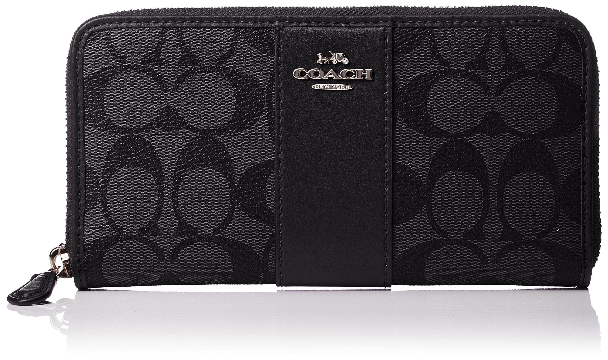 

Coach F54630 Signature Long Black Lightweight Faux Leather Wallet, Women s, Smoke/Black, Wallet, F54630-1 [Used]