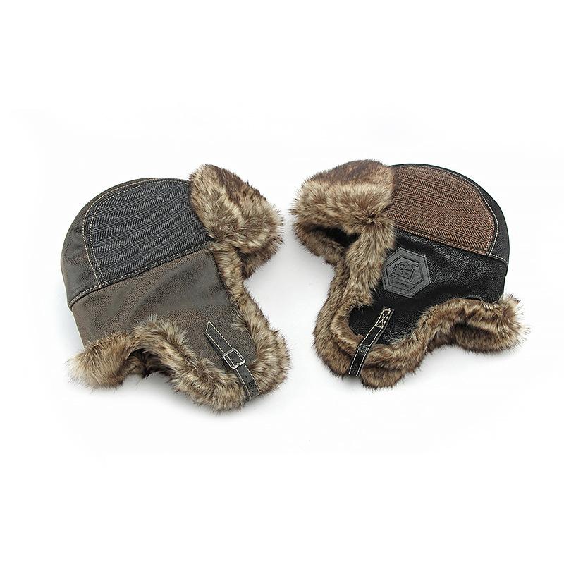 Men Autumn Winter Ear Protection Warm Bomber Hats Women Outdoor Windproof Snowproof Riding Hat Ski Slouchy Cap Motorbike Hat