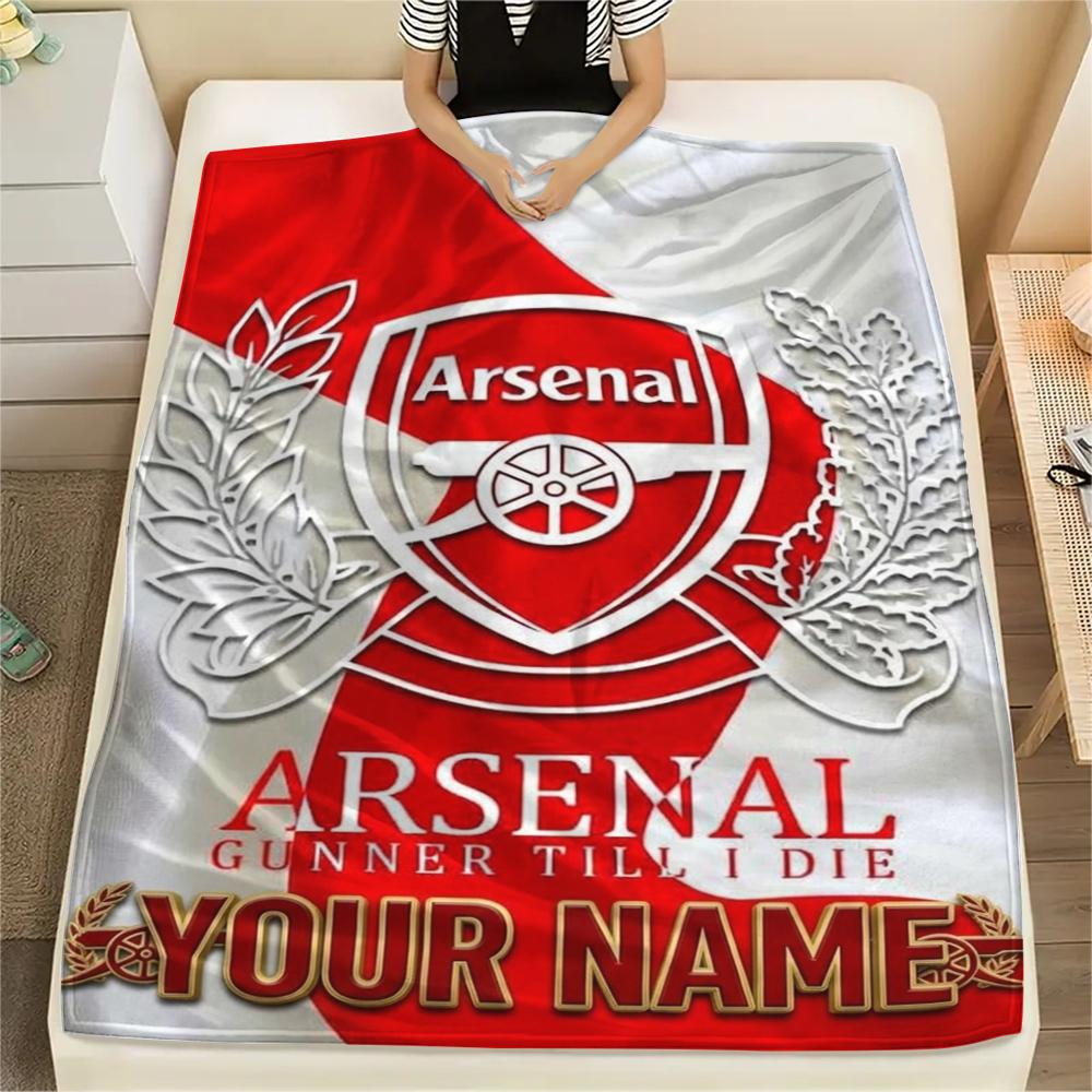1PC Custom Name Arsenal Patterned Flannel Blanket Suitable For All Seasons for Home Decor Warmth and Comfort Gifts Holiday Present