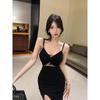 Lace Patchwork High Slit Spaghetti Strap Dress - Sexy Slim Fit, Open Back, Low Cut Evening Wear for Women