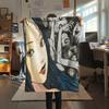 1PC Tomie Print Flannel Blanket, High quality Comfortable for All Seasons, Home Decor, Warmth and Comfort, Perfect for Christmas Gifts
