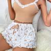 Plus Size S-3XL Lace Camisole Shorts Set - Wearable Outside & As Pajamas