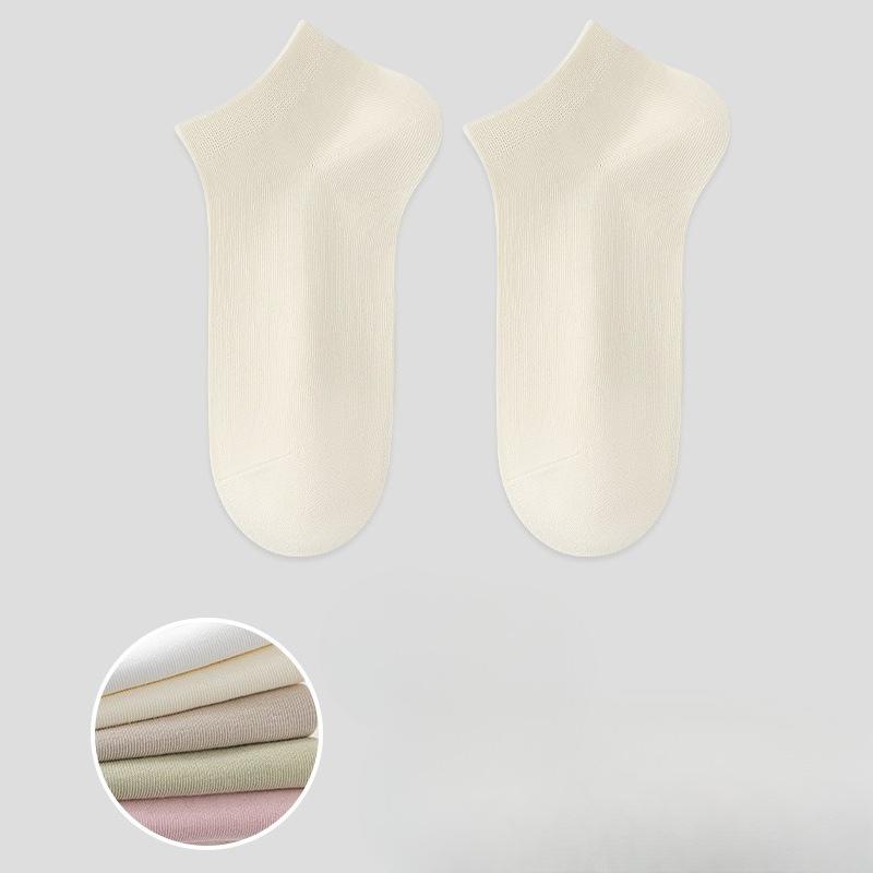 

Летние тонкие сетчатые дышащие антибактериальные носки из чистого хлопка для женщин, влагоотводящие, устойчивые к запаху, однотонные противоскользящие носки 1 pair кремовый