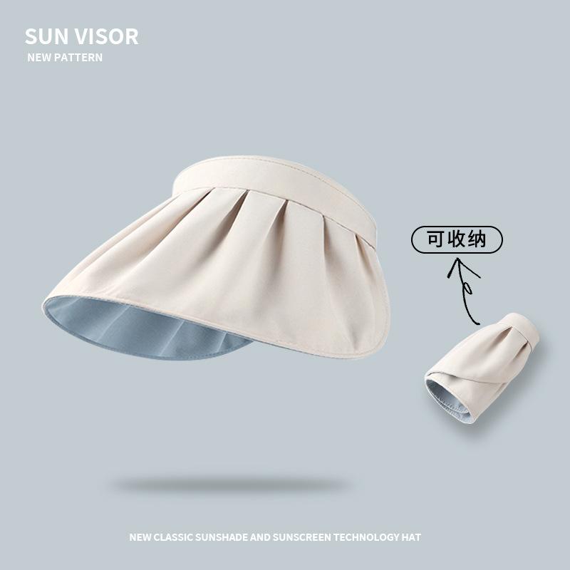 Sunscreen hat women's summer UV protection empty top sun hat UV storage headband shell hat face cover sun hat