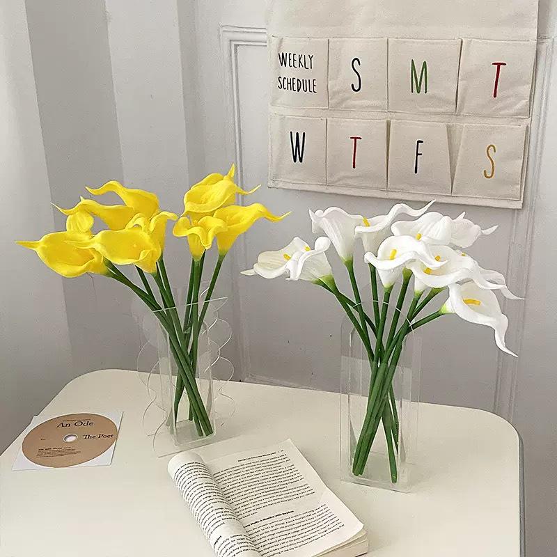 Mini PU Calla Lily Artificial Bouquet for Weddings, Home Decor, Photography, and Landscaping.