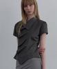 Unessin Asymmetrical Shirred Blouse_Charcoal