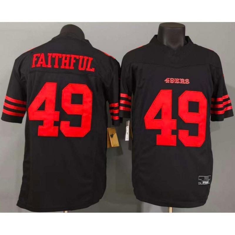 San Francisco 49ers Rugby Jersey Embroidered Number 49 Black Regular Fit Fan Apparel Men