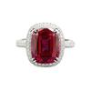 Xian Can Jewelry S925 Silver 9x11mm Pigeon Blood Red Pave Ring, European & American Style, Xiaohongshu Live.