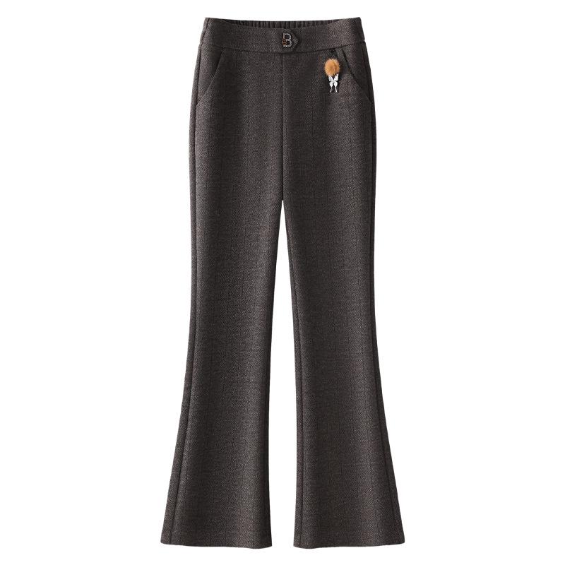 

Women s High Waist Khaki Wool Flare Pants - Slim Fit, Autumn/Winter 2024 Style Large кофейный