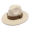 Fashion Blogger With Brown Wool Jazz Hat Vintage Big Brim Felt Top Hat