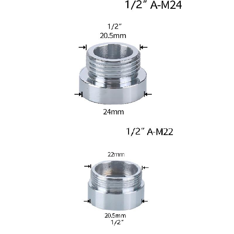Water Faucet Coupler 1/2'' M16 M18 M20 M22 M24 M28 Thread Connector Tap Shower Adapter Bubbler Kitchen Bathroom Reducer Joint