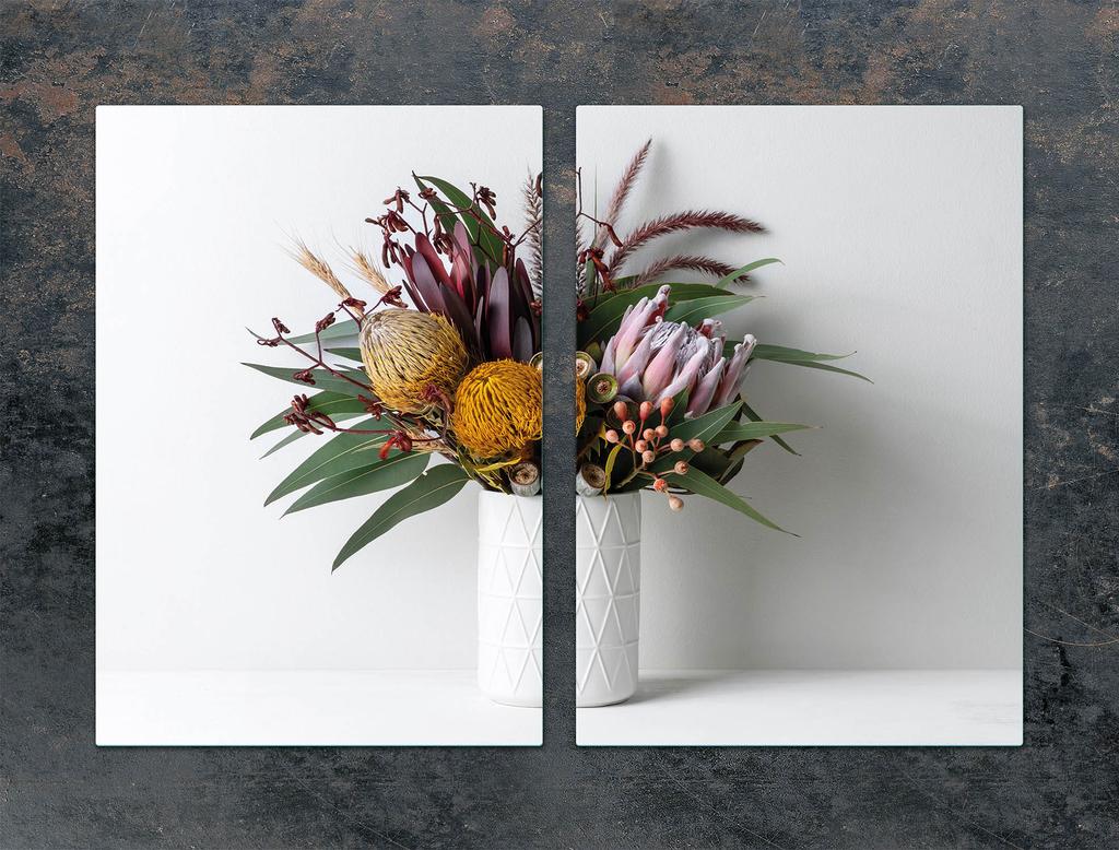 GLÄSERNE SCHUTZPLATTE FÜR DIE KÜCHE 2x35x52 BLUMEN