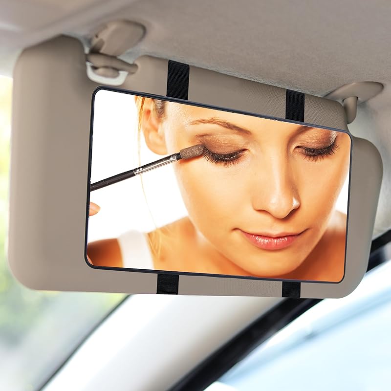 Car Sun Visor Mirror, Cosmetic Makeup Mirrors With Straps, HD Cars Interior Cosmetic Mirror, Car Accessories For Women Universal Sun Visor Mirrors