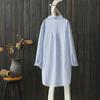 Spring and Autumn Embroidery Mid-length Long-sleeved Cotton and Linen Shirt Women's Pinstripe Literary Large Size Loose Shirt Top