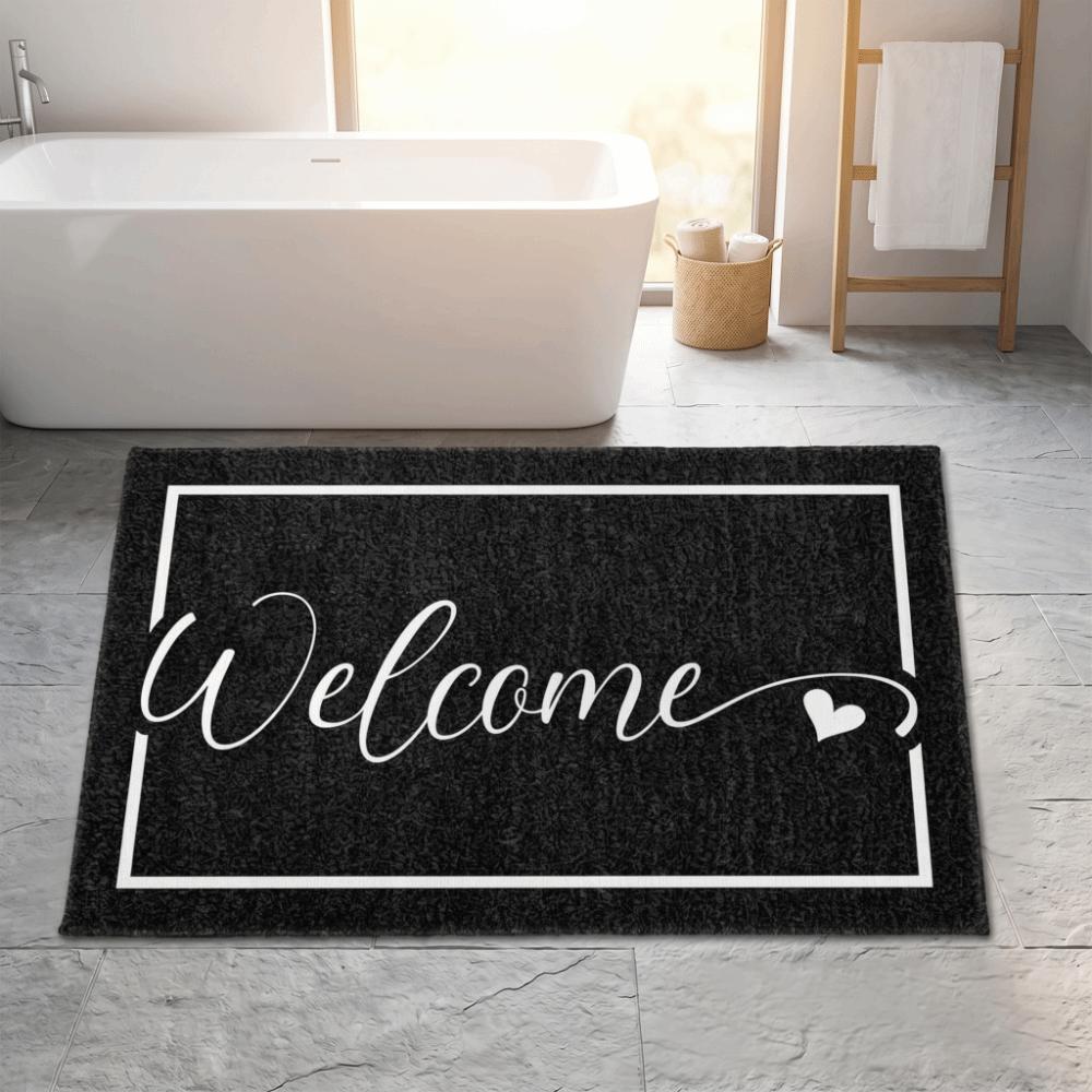 Letter Absorbent Mat Flower Door Mat Stain-resistant Bathroom Mat  Laundry Room
