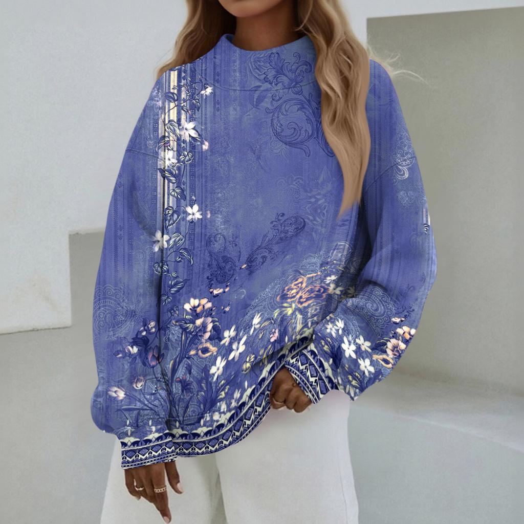 Mock Neck Sweatshirt Women Fall Comfort Oversized Sweatshirt Dressy Pullover Sweatshirts No Hood Cozy Turtleneck Tops