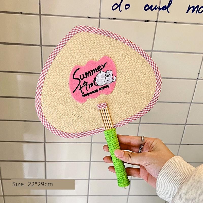 Original Colorful Straw Fan, Portable Old-Fashioned Fan, Summer Handmade Wheat Straw Fan, Woven Retro New Chinese Style Photo Prop