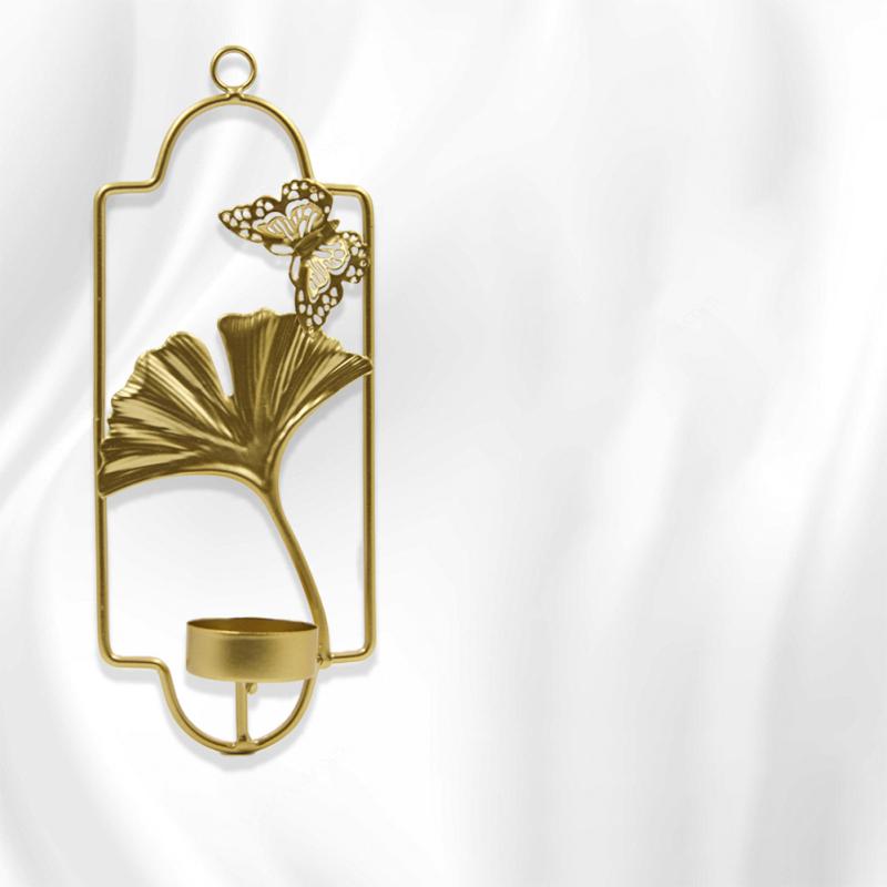 Świecznik naścienny Kreatywny Retro Liść miłorzębu Dekoracyjny świecznik Romantyczny ślub