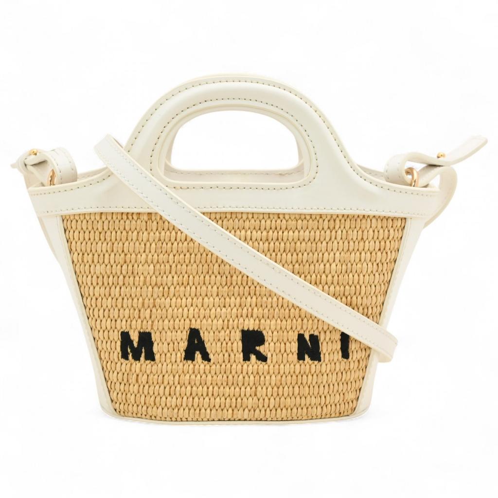 Auth MARNI Tropicaria Micro Bag 2WAY Shoulder Bag Cotton Leather ma6423ee Used