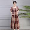 Mother Middle-aged Summer Cotton and Linen Dress Plus Size 100kg Loose Casual Linen Long Skirt Over The Knee