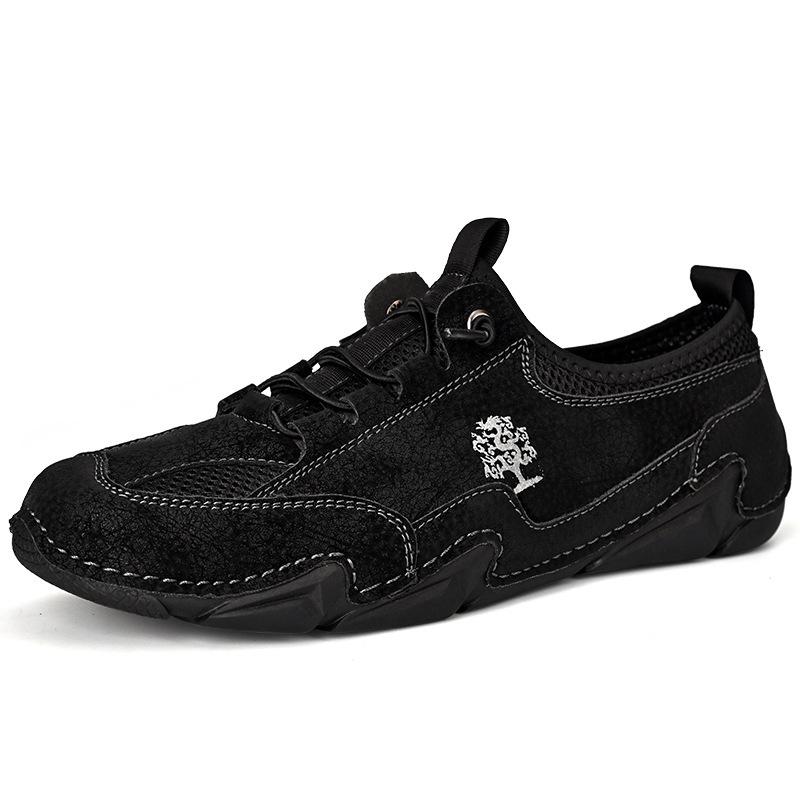 

Обувь Doudou мужская 2024 новая обувь-лоферы на одной педали мужская повседневная кожаная обувь на мягкой подошве дышащая обувь для вождения мужская 38 чёрный