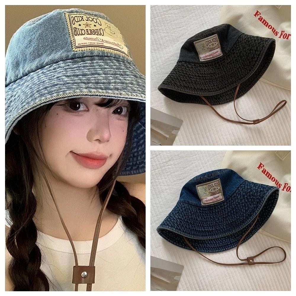 Wide Wings Denim Bucket Hat Big Brimmed Sunscreen Hat Sweet Jeans Fisherman Hat  Climbing