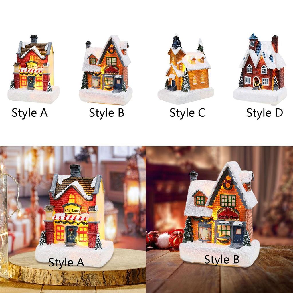 Lighted Up Christmas Village House Gift Decors LED Lighted Christmas Village for Home Indoor Outdoor Bookshelf Office Cabinet