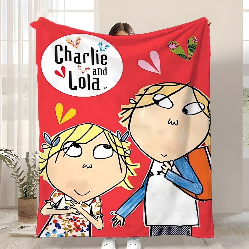 Anime Charlie und Lola Überwurf Kinderfreundliche Flanell-Kuscheldecke Weich Warm Antistatisch Waschbar Ganzjahres