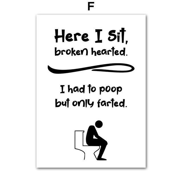 Wandkunst Leinwandmalerei Funy Toilettenjunge Schwarz Weiß Nordische Poster und Drucke Wandbilder für Wohnzimmer Badezimmer Club Decor Kein Rahmen