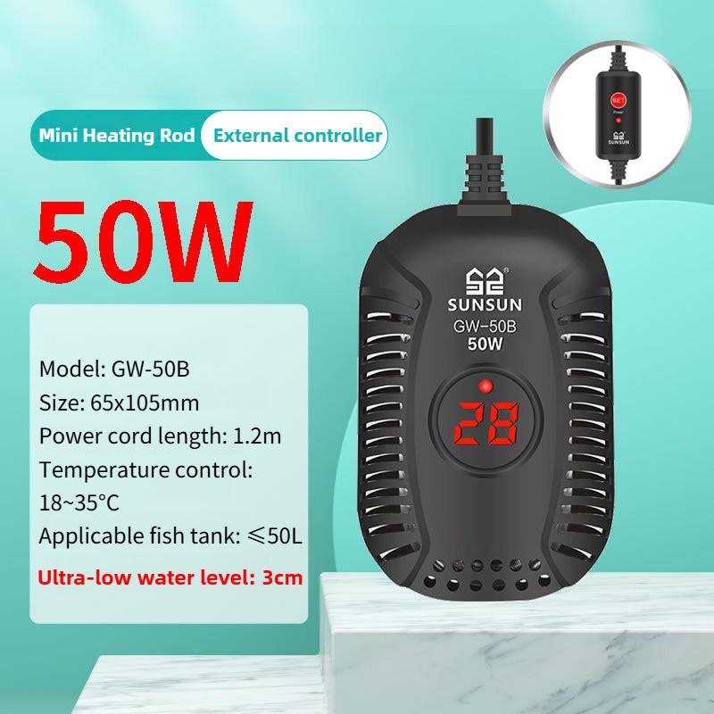 Low Water Level Mini Electric Heater Automatic Constant Temperature Fish Tank Heating Device Turtle Tank Heating Rod