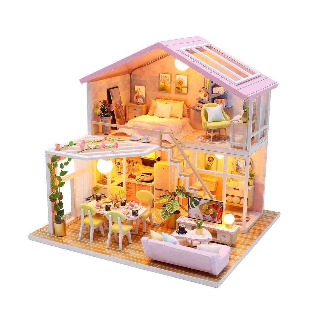 Handmade DIY Mini Cabin Puzzle Dollhouse - Educational Birthday Gift Toy