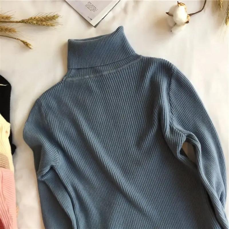 Autumn Winter Thick Sweater Women Knitted Ribbed Pullover Sweater Long Sleeve Turtleneck Slim Jumper Soft Warm Pull Femme