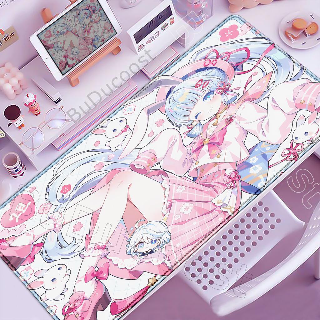 New Cute Genshin Impact Kamisato Ayaka Hu Tao Mousepads Computer Gaming Lock Edge Laptop PC Desk Mat Rubber Keyboard Mouse Pad