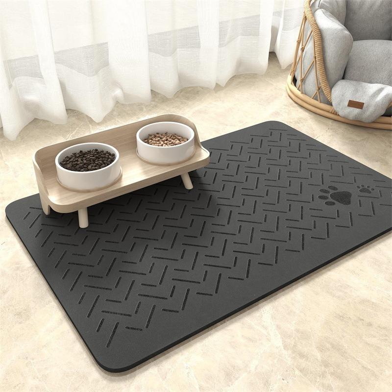 Pet Feeding Mat-Absorbent Pet Placemat Rubber Backing Quick Dry Water Mat For Dog Cat For Food And Water Bowl With Waterproof