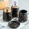 Marbling Texture Ceramic Bathroom Set Portable Soap Dispenser Mouthwash Cup Toothbrush Cup Lotion Bottle Soap Box Bath Supplies