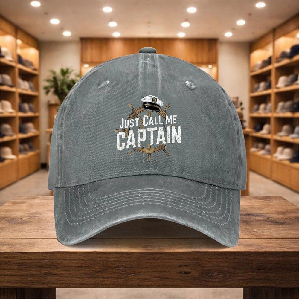 pc Adjustable Duckbill Baseball Cap with Just Call Me Captain Text  Lightweight Unisex Snapback Hat Suitable for Sports Tra